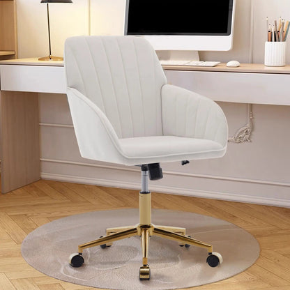 Ergonomic swivel chair in white with gold base Unique Piece Furniture on Tampa Home & Garden Store