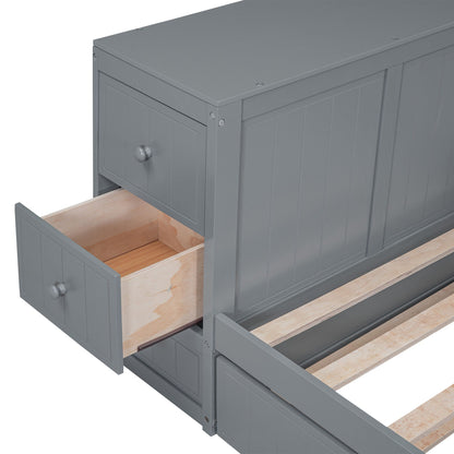 Daybed with storage arms and pull-out trundle in gray with paneled sides HouseOfZazla on Tampa Home & Garden Store