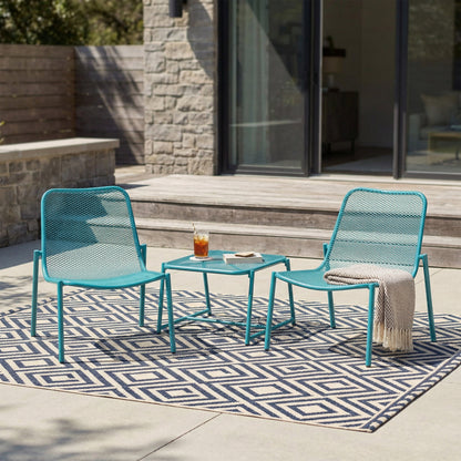 Kincaid Outdoor Teal Mesh and Iron Patio Set