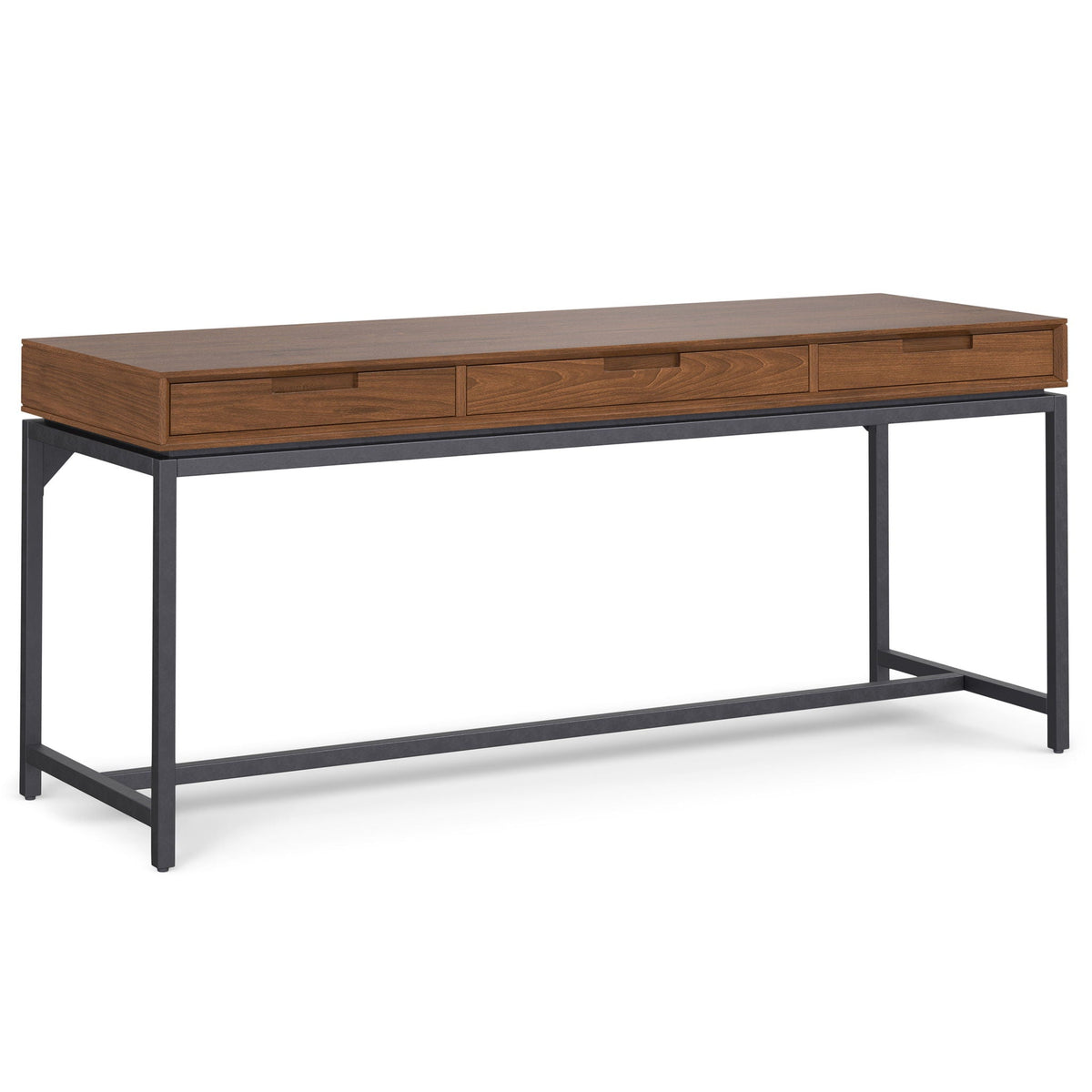 Mid Century Handcrafted Writing Desk With Storage wood finish, 3 drawers, black legs on Tampa Home & Garden Store