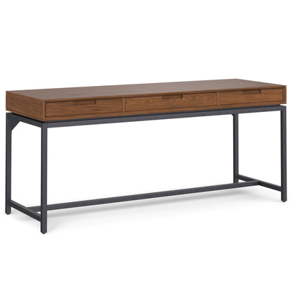 Mid Century Handcrafted Writing Desk With Storage wood finish, 3 drawers, black legs on Tampa Home & Garden Store