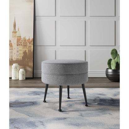 Bailey Accent Ottoman gray upholstered bench by HouseOfZazla with black metal legs on Tampa Home & Garden Store