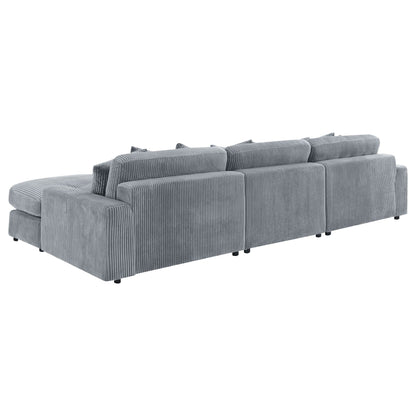 Cassidy stationary sectional sofa HouseOfZazla grey corduroy with reversible cushions on Tampa Home & Garden Store