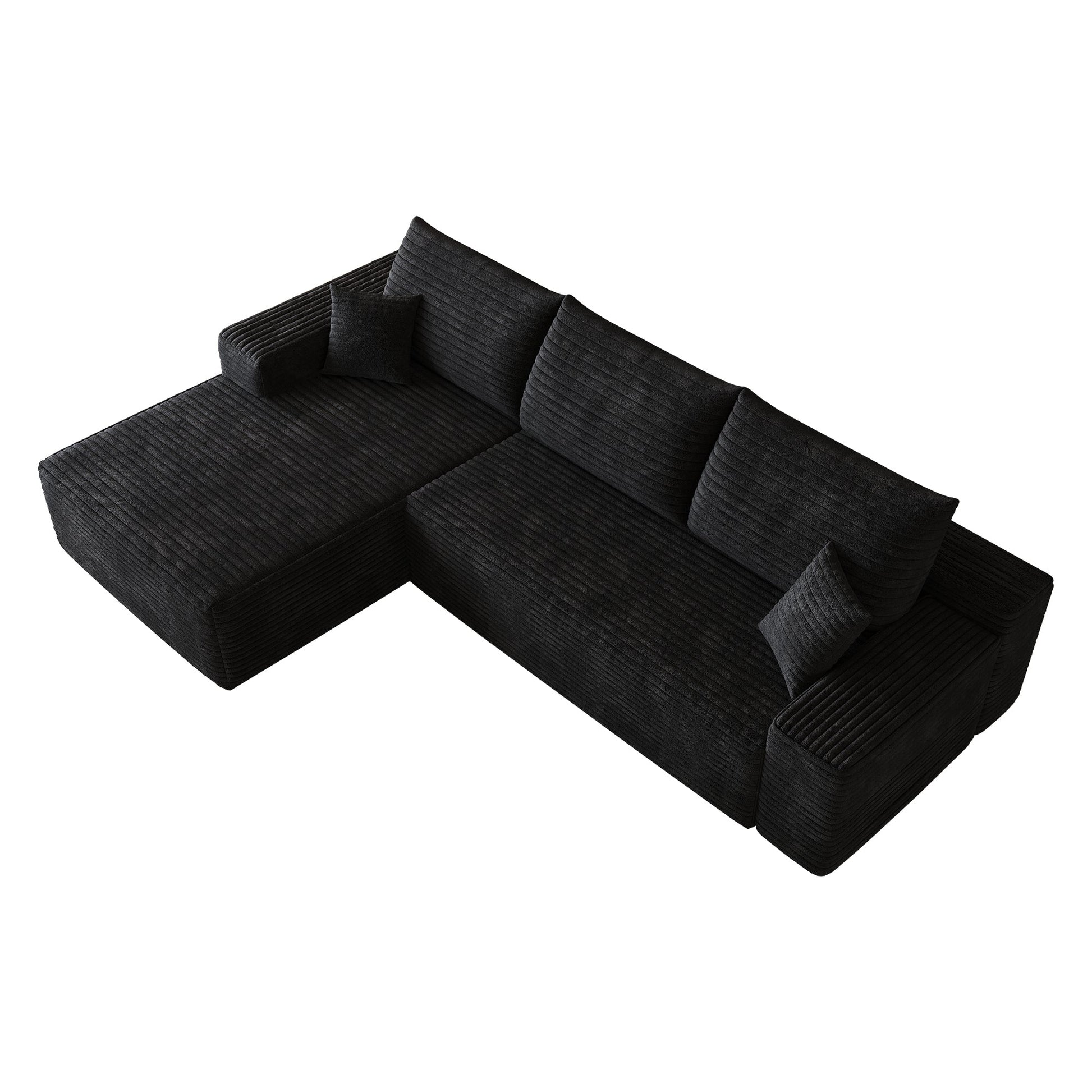 107in Cloud Sectional Sofa with L-Shaped Chaise in black textured fabric by HouseOfZazla on Tampa Home & Garden Store