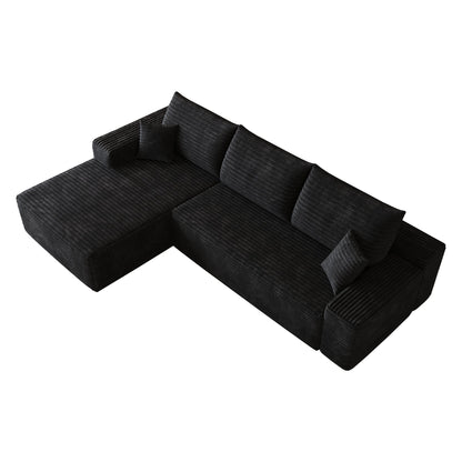 107in Cloud Sectional Sofa with L-Shaped Chaise in black textured fabric by HouseOfZazla on Tampa Home & Garden Store