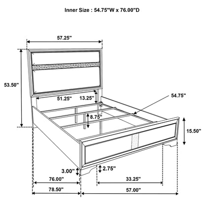Annie 4 Piece Bedroom Set blueprint by HouseOfZazla showing dimensioned bed frame and headboard on Tampa Home & Garden Store