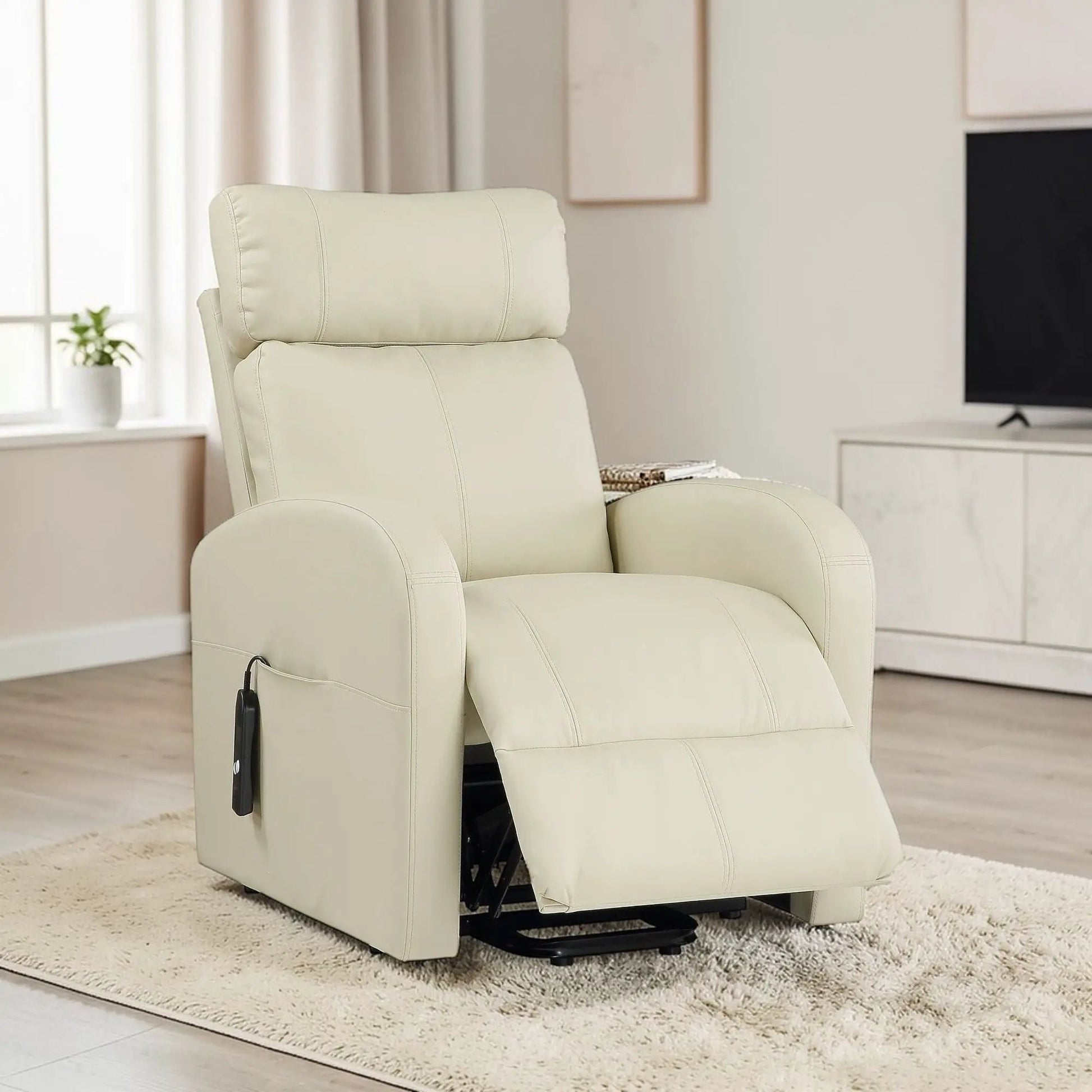 Ricardo power motion recliner with lift in cream beige upholstery by Unique Piece Furniture on Tampa Home & Garden Store