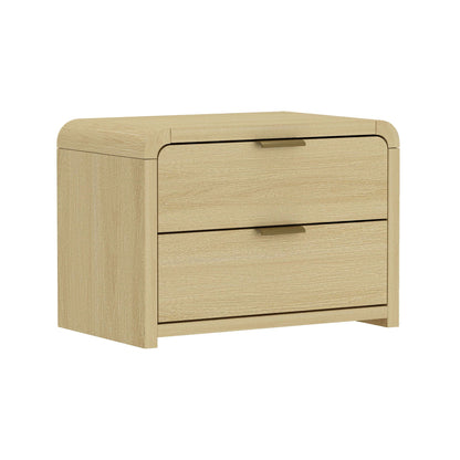 Modern minimalist solid wood nightstand with two drawers in light brown by HouseOfZazla on Tampa Home & Garden Store