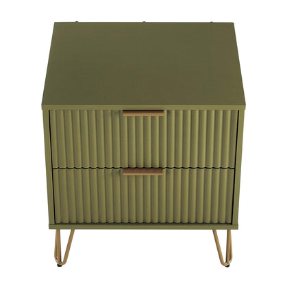 Dumbo nightstand with 2 drawers and fluted fronts in olive green by HouseOfZazla on Tampa Home & Garden Store