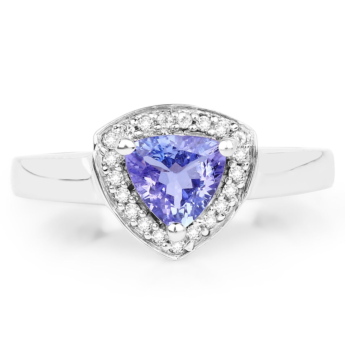 Ring with 0.87ct tanzanite and white topaz halo in sterling silver by Bids.com on Tampa Home & Garden Store