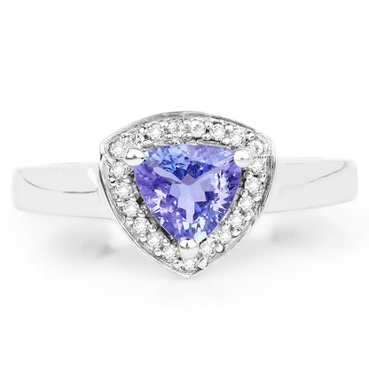 Ring with 0.87ct tanzanite and white topaz halo in sterling silver by Bids.com on Tampa Home & Garden Store