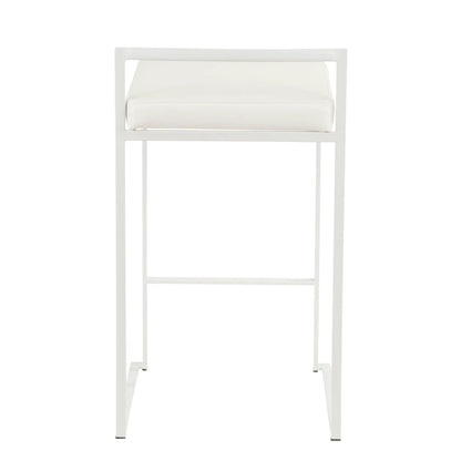 Fuji white contemporary stackable counter stool with slim metal frame by Unique Piece Furniture on Tampa Home & Garden Store