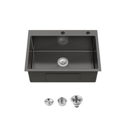 Stainless steel kitchen sink 27x19 overmount handmade by HouseOfZazla with mounting holes on Tampa Home & Garden Store