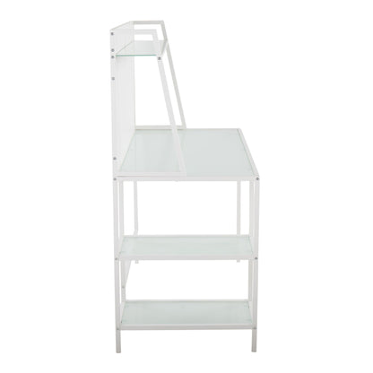 Contemporary white glass writing desk with storage shelves by HouseOfZazla on Tampa Home & Garden Store