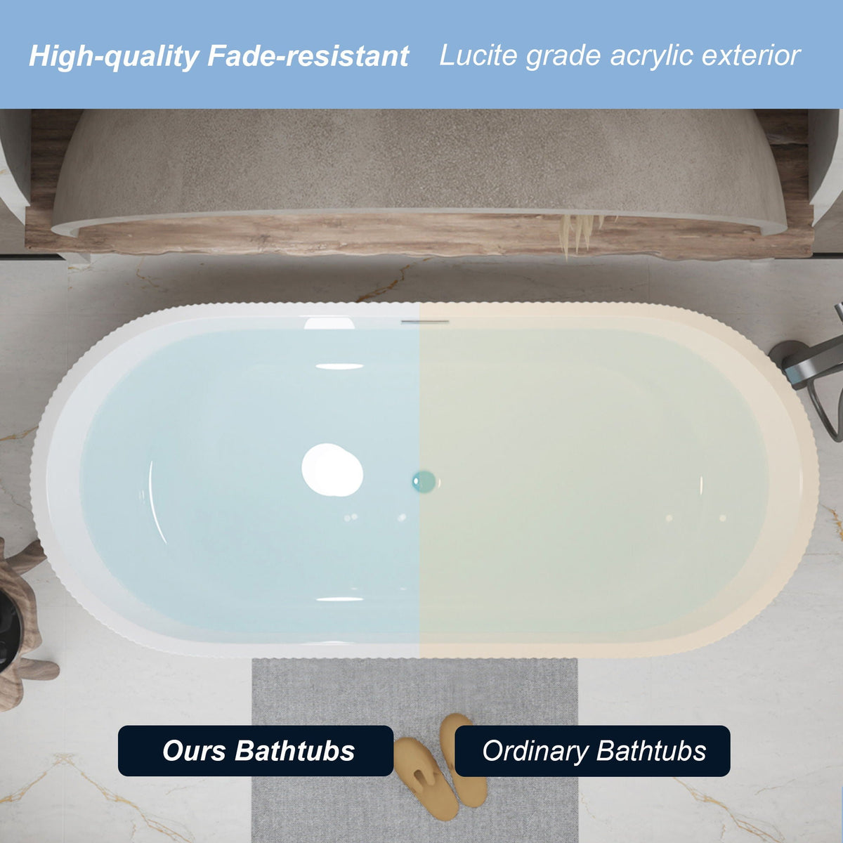 Modern double-wall freestanding soaker tub by HouseOfZazla, Lucite acrylic exterior on Tampa Home & Garden Store