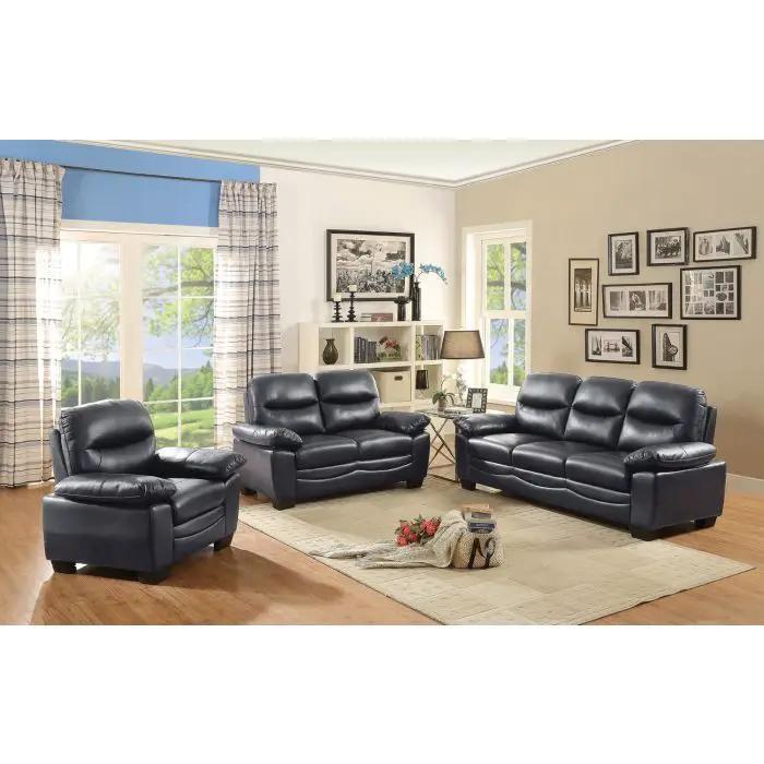 Marta sofa set, dark blue leather stationary 3-piece group by Unique Piece Furniture on Tampa Home & Garden Store