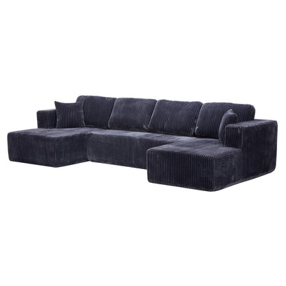 U-Shape modular sectional sofa in dark corduroy by HouseOfZazla on Tampa Home & Garden Store