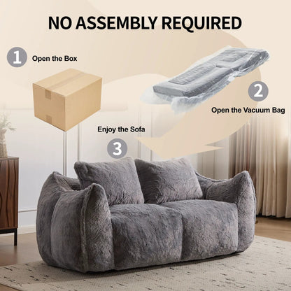Giant Bean Bag Couch and Fluffy Loveseat