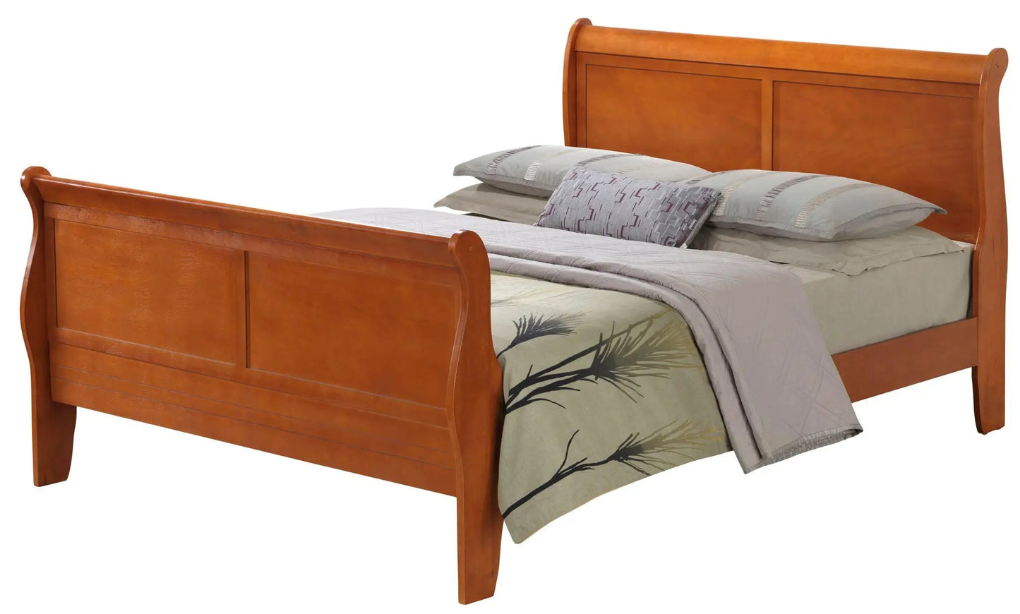 Louis Phillipe Panel Sleigh Bed cherry wood with paneled headboard by Unique Piece Furniture on Tampa Home & Garden Store