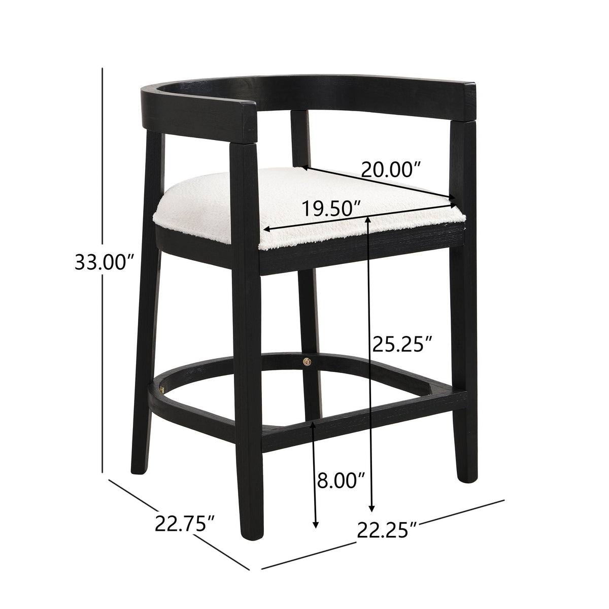 Modern rubberwood counter stool set with upholstered seats, black finish by HouseOfZazla on Tampa Home & Garden Store