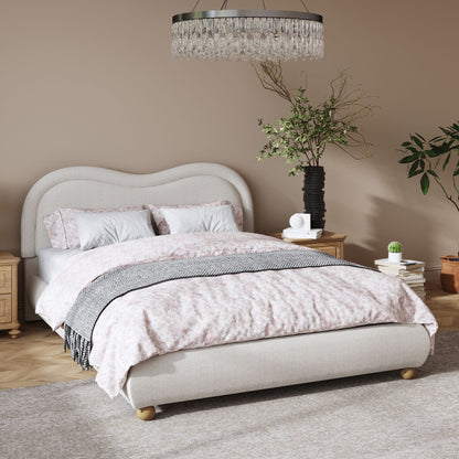 Upholstered Platform Bed with Curved Headboard