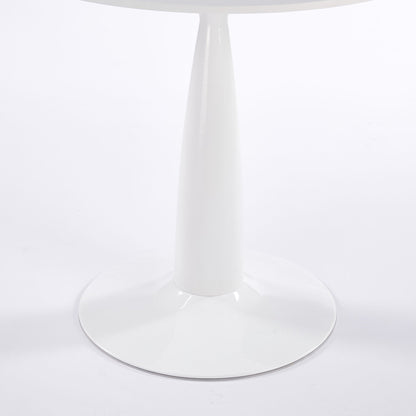 Round White Kitchen Table with Metal Base