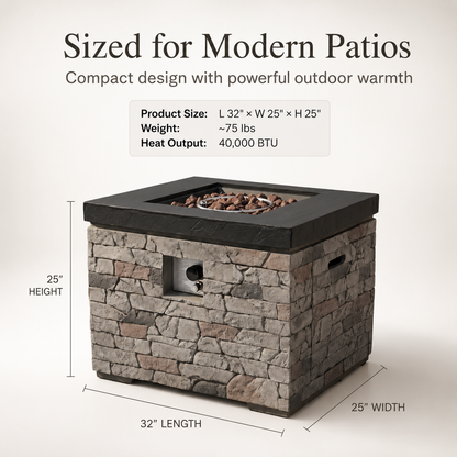 32 Inch Outdoor Propane Fire Pit Table for Patio