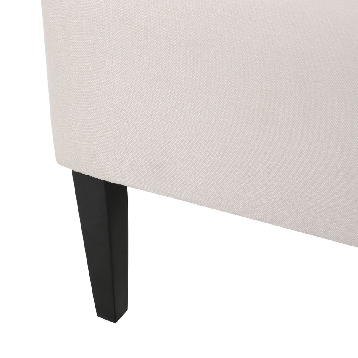 Upholstered dining chair beige fabric with a dark square leg on Tampa Home & Garden Store