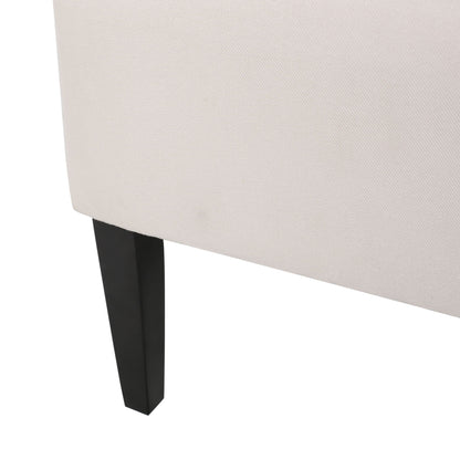 Upholstered dining chair beige fabric with a dark square leg on Tampa Home & Garden Store