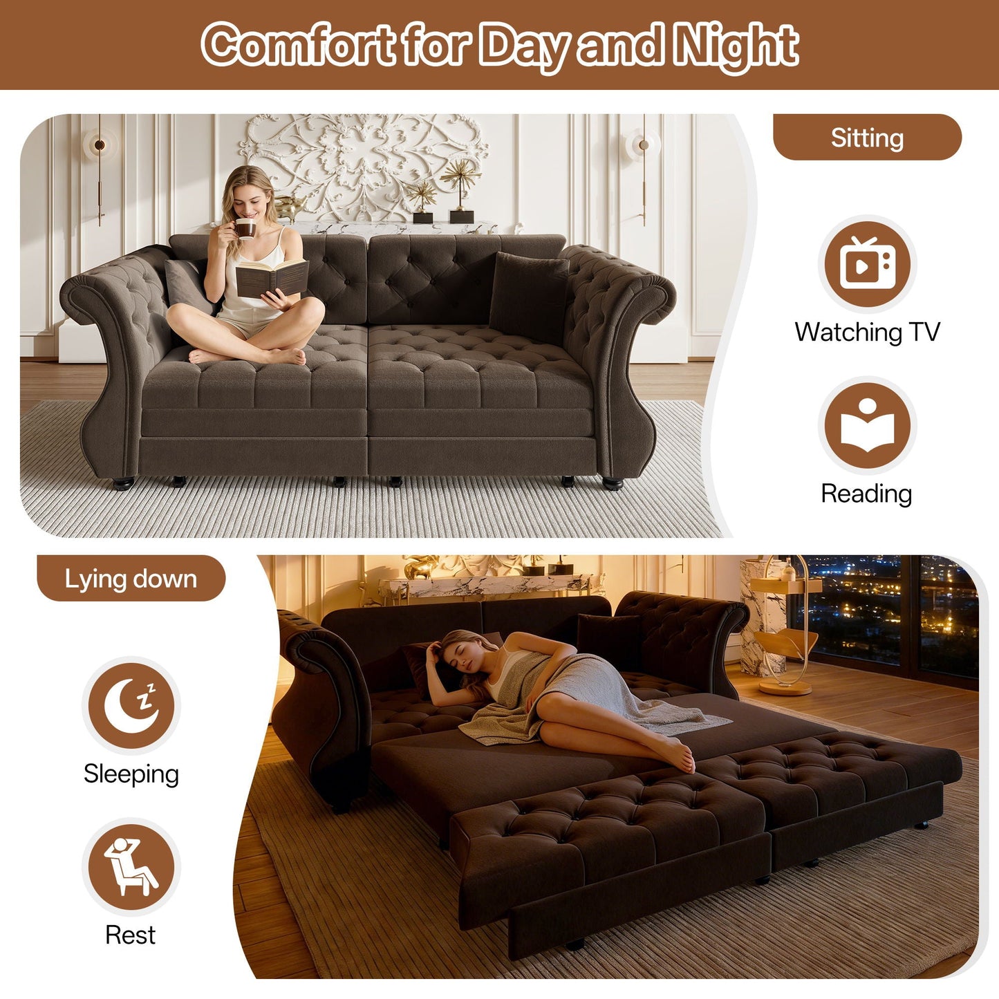 Oversized Chesterfield Sofa and a Pull Out Bed