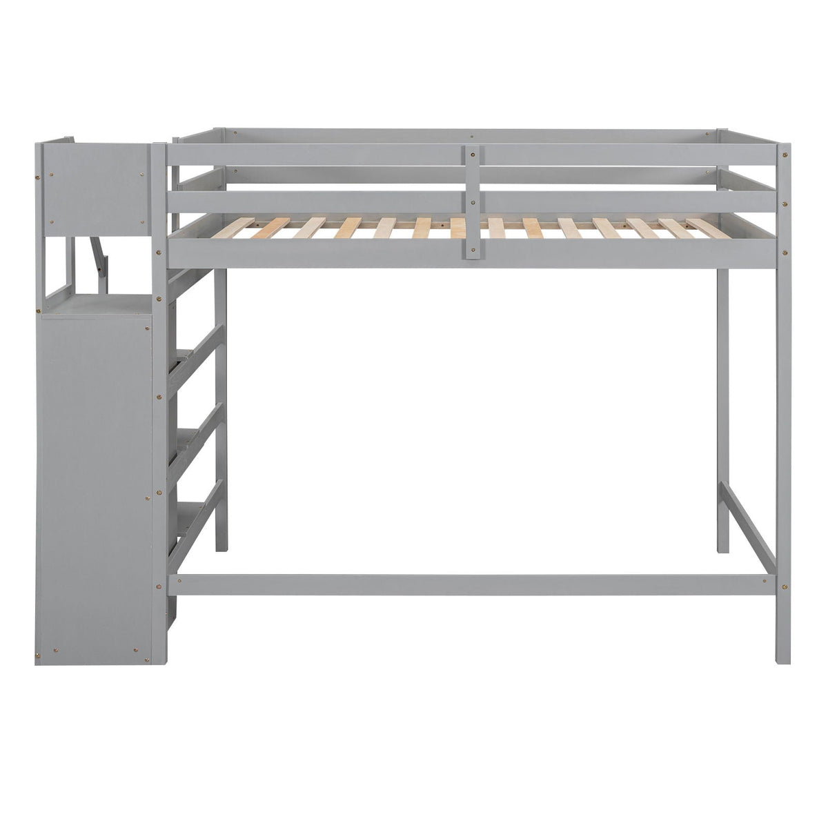 Loft bed with built-in storage wardrobe and staircase in gray metal frame by HouseOfZazla on Tampa Home & Garden Store