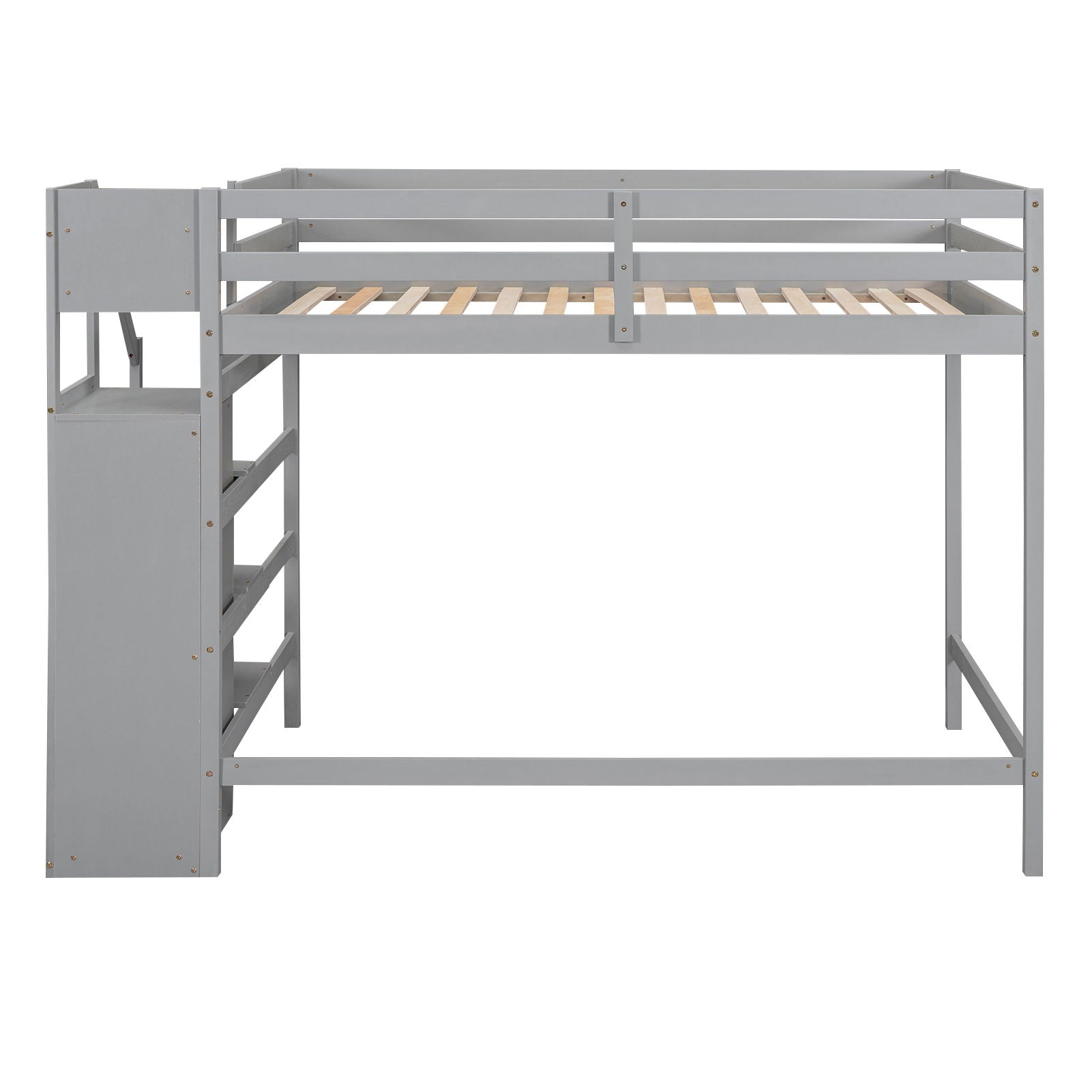 Loft bed with built-in storage wardrobe and staircase in gray metal frame by HouseOfZazla on Tampa Home & Garden Store