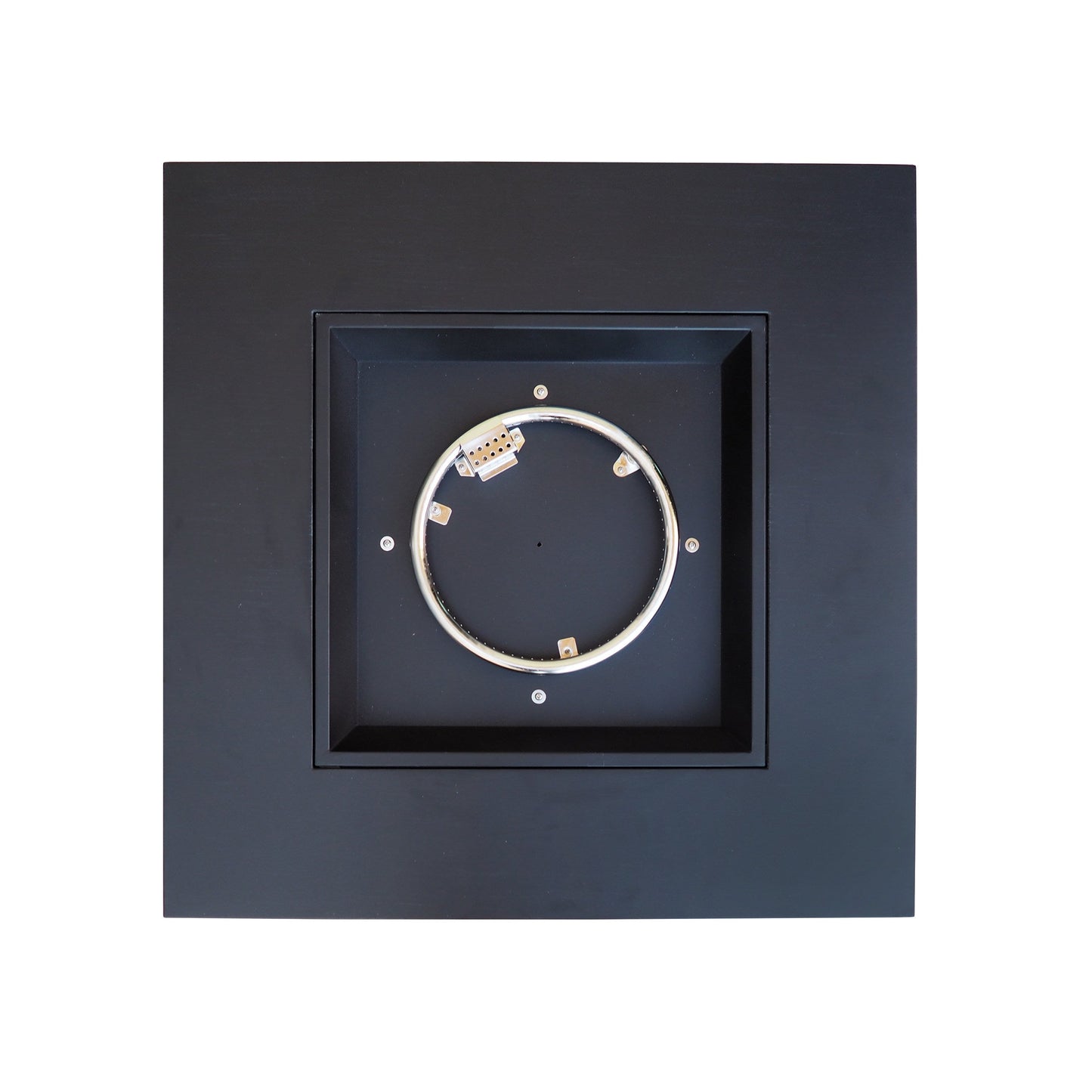 Outdoor patio propane fire pit square black iron with circular burner ring inset on Tampa Home & Garden Store