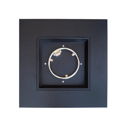 Outdoor patio propane fire pit square black iron with circular burner ring inset on Tampa Home & Garden Store