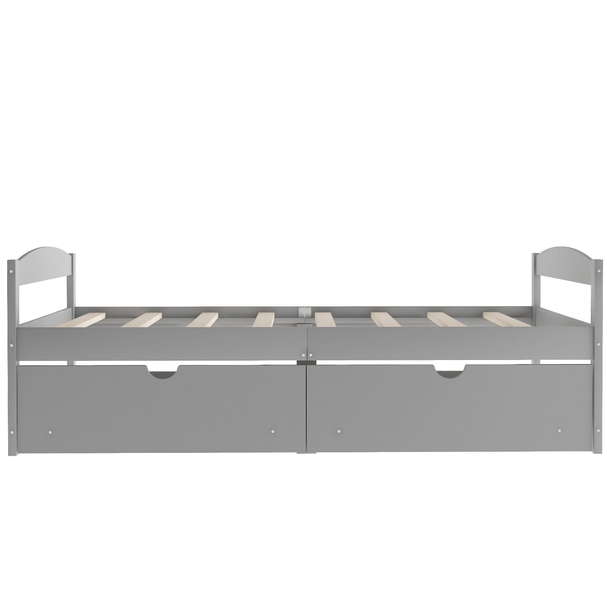 Platform bed with 2 built-in drawers in gray wood finish by HouseOfZazla storage bed on Tampa Home & Garden Store