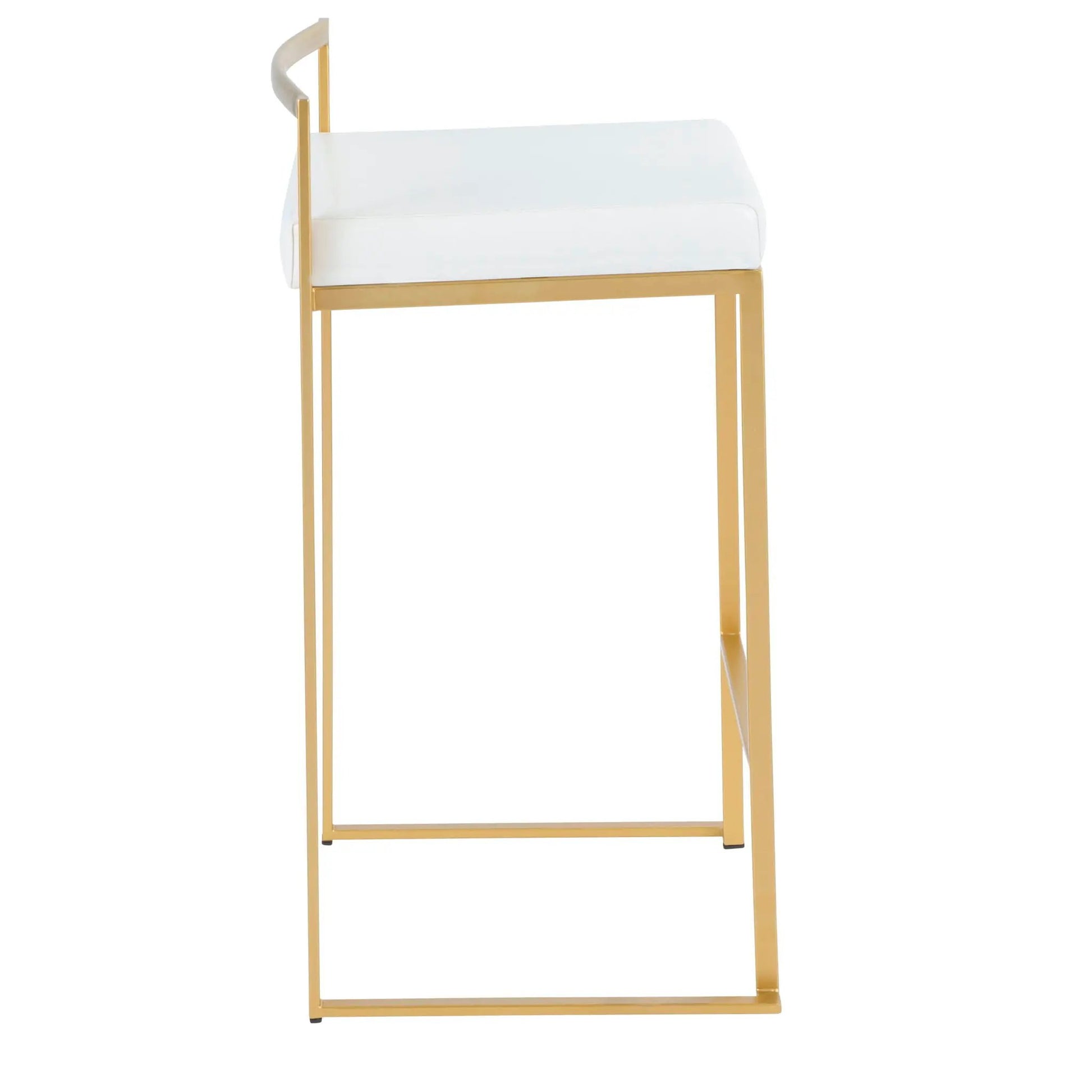 Fuji contemporary glam counter stool set of 2, white cushion, gold frame on Tampa Home & Garden Store