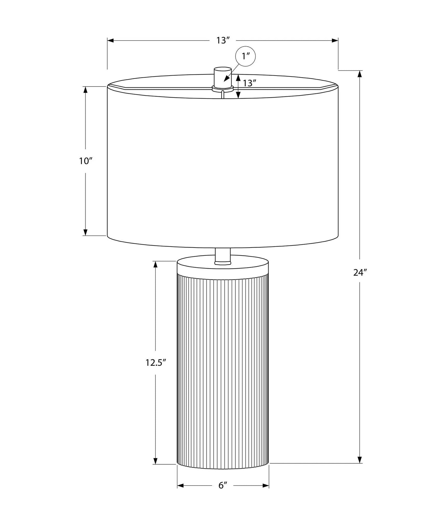Table lamp with concrete black finish, ribbed cylindrical base by Unique Piece Furniture on Tampa Home & Garden Store