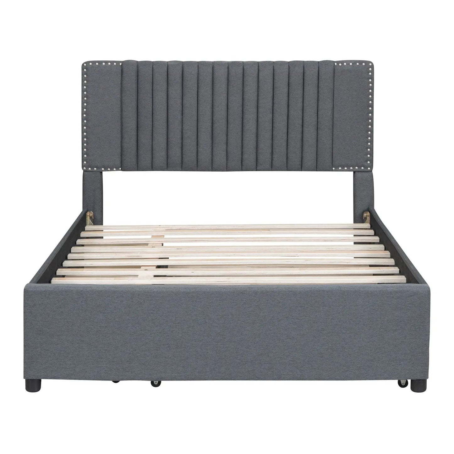 Upholstered Platform Bed With Drawers Headboard