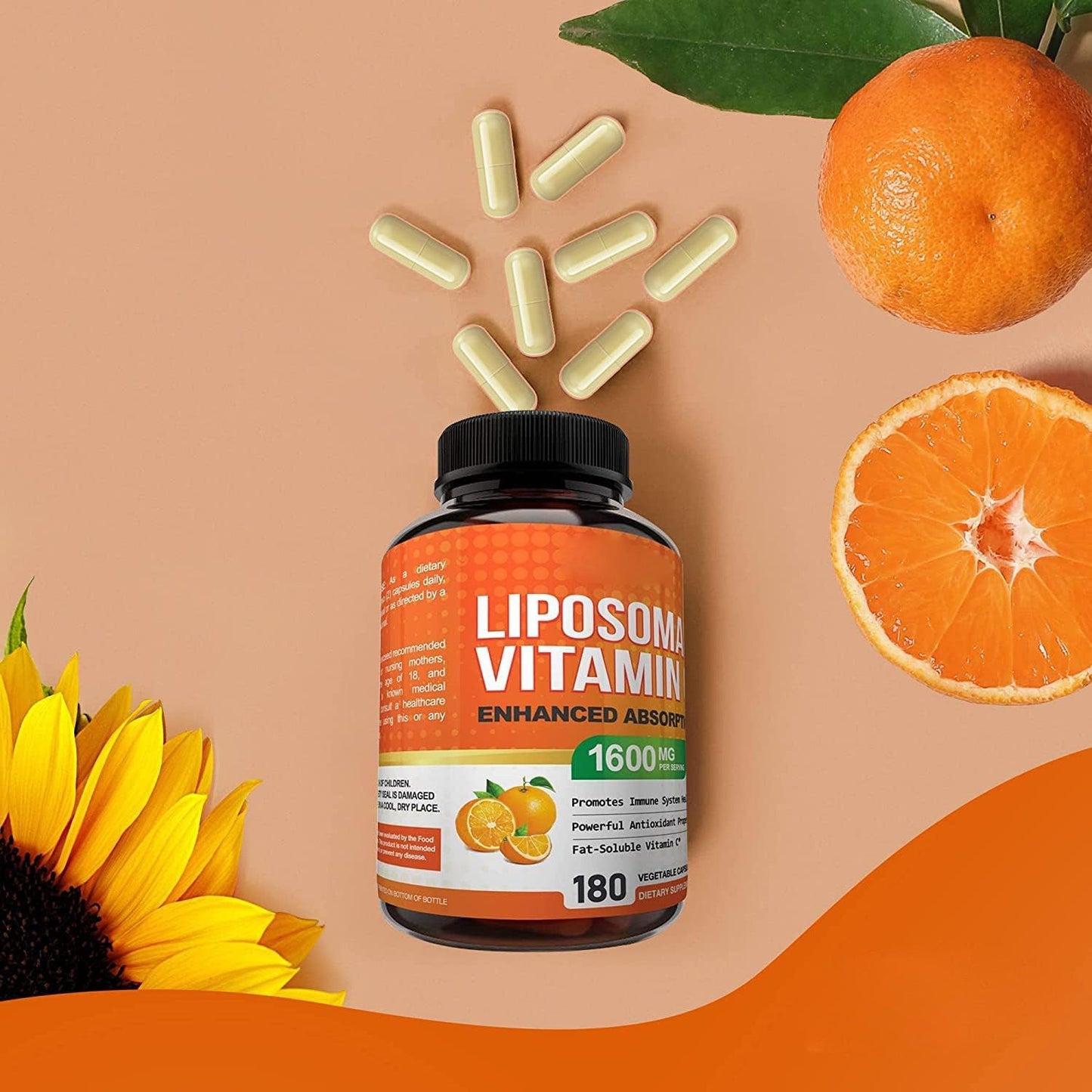 Perfecsy Liposomal Vitamin C capsules bottle with orange label and 180 capsules on Tampa Home & Garden Store