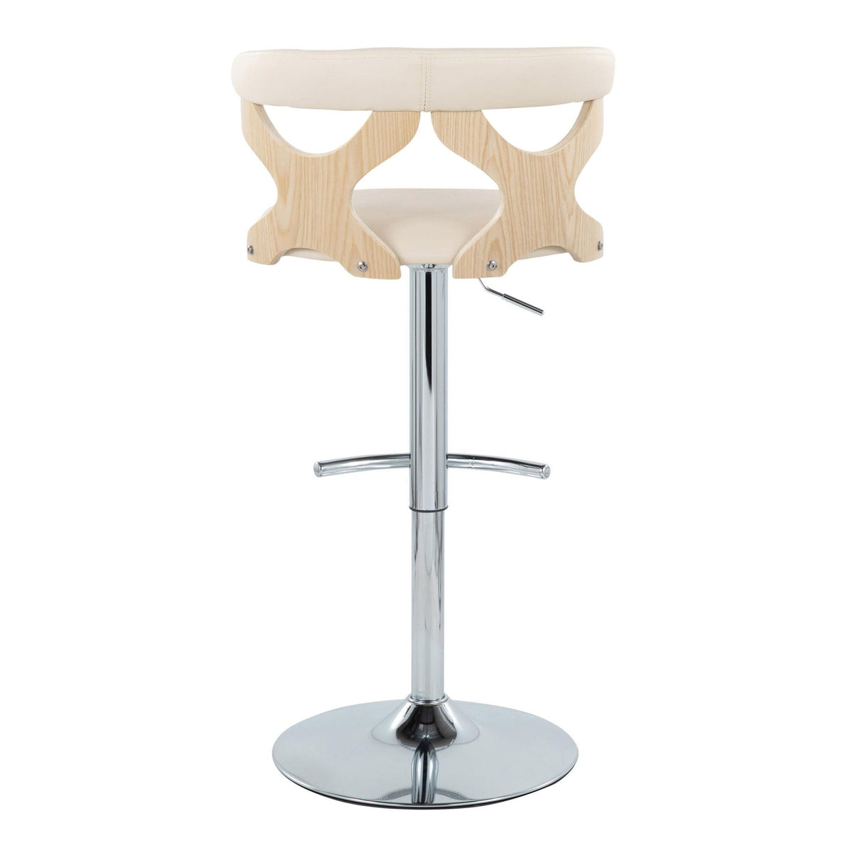Beige upholstered contemporary adjustable barstool with swivel and T-footrest on Tampa Home & Garden Store