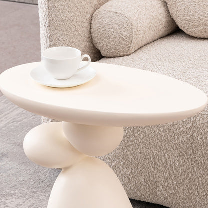Lucky Stone Shaped End Table with Sculptural Base in white finish by HouseOfZazla on Tampa Home & Garden Store
