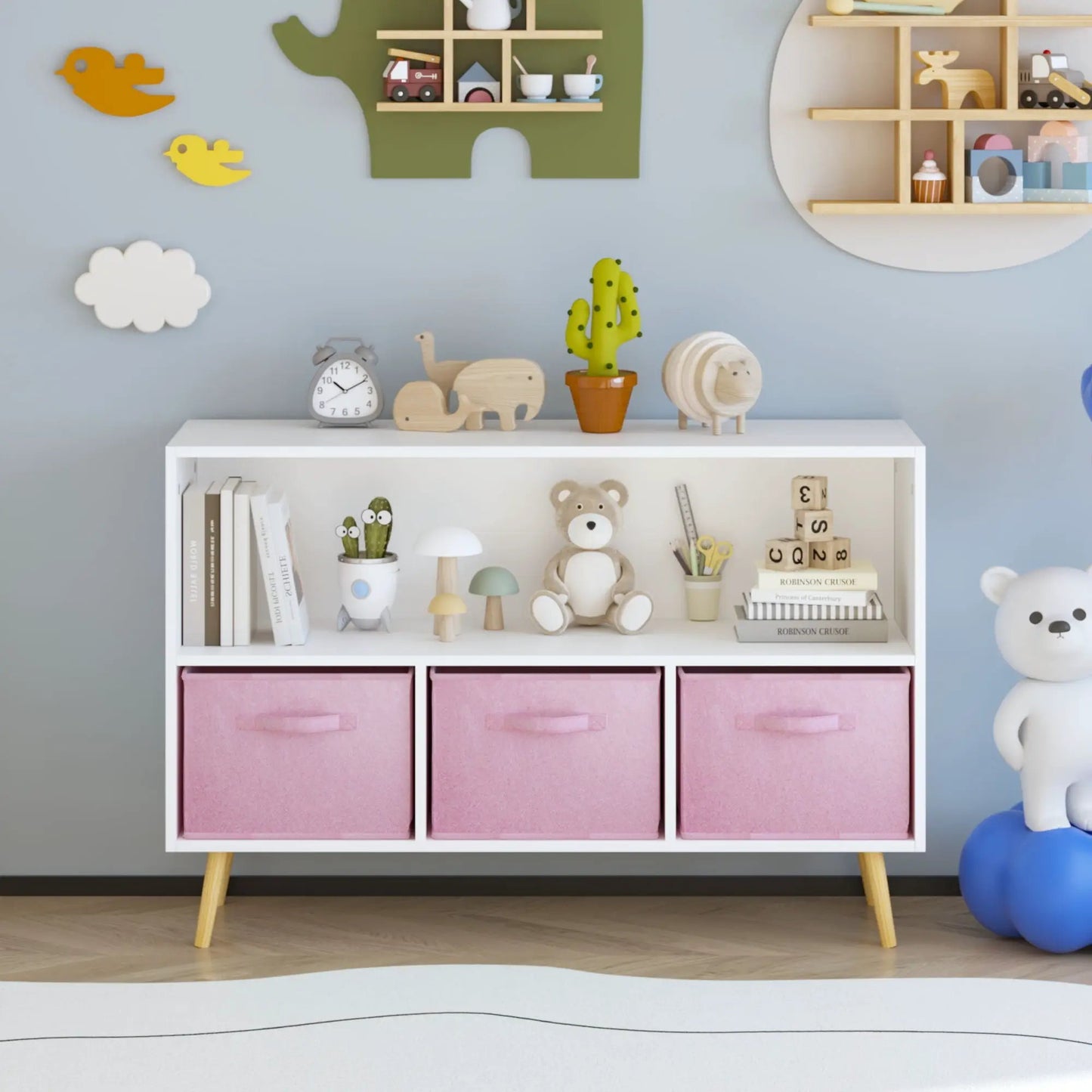 Bookcase with Collapsible Drawers Book Display