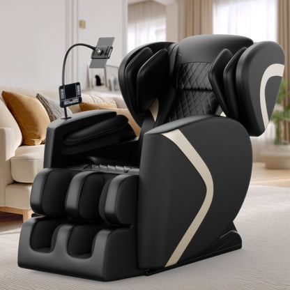 Massage chair recliner by HouseOfZazla in black leather with zero-G gravity and air pressure on Tampa Home & Garden Store