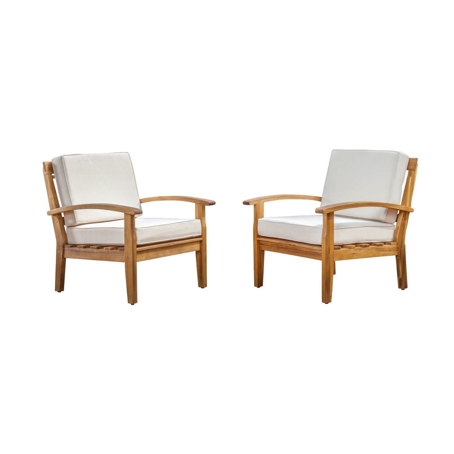 Outdoor club chair pair with cushions and teak wood frame by HouseOfZazla on Tampa Home & Garden Store