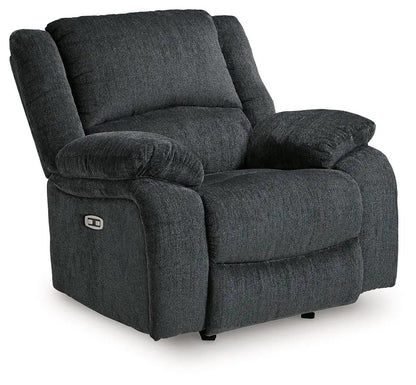 Draycoll rocker recliner in dark gray fabric with plush cushions and side lever on Tampa Home & Garden Store