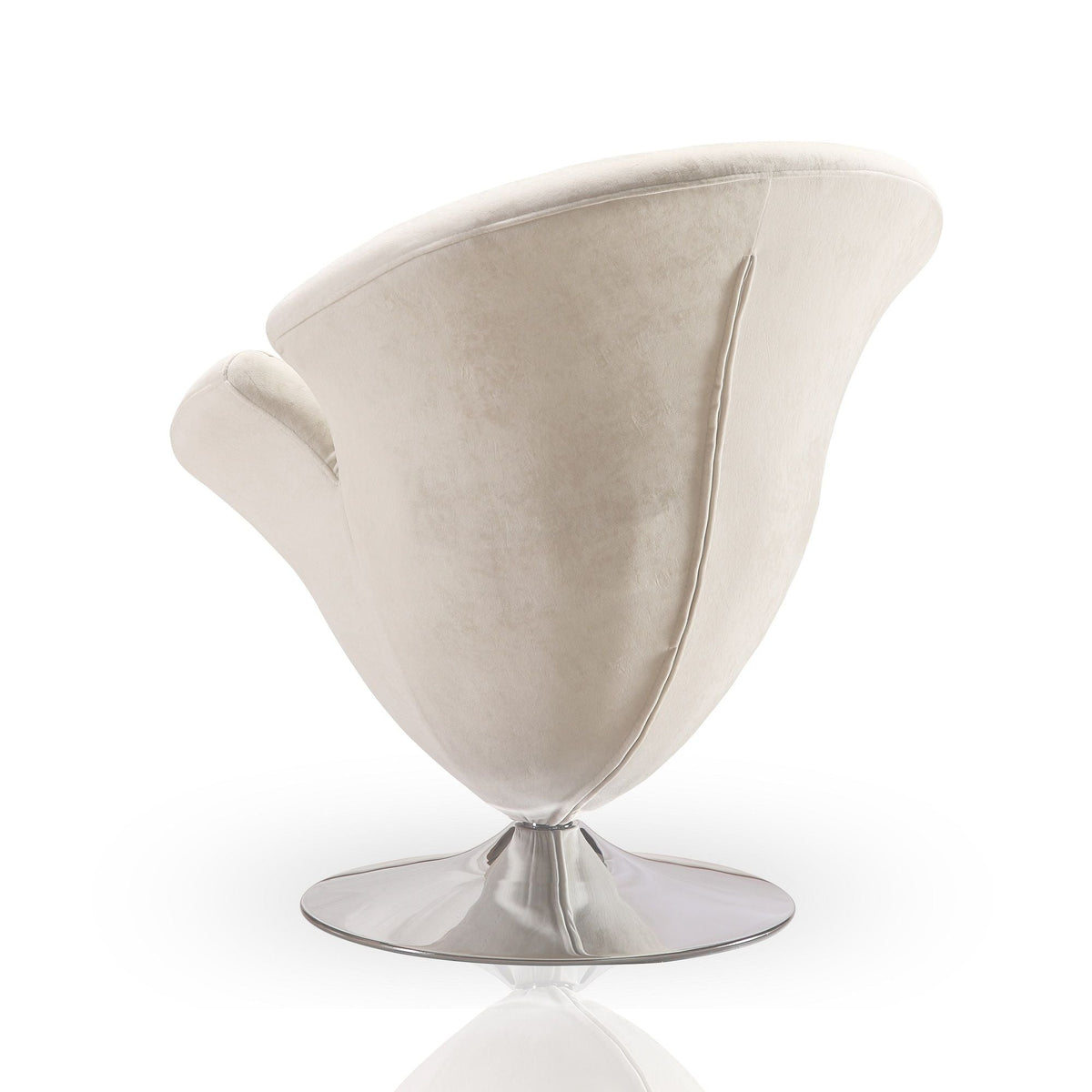 Tulip Swivel Lounge Chair 360° cream fabric upholstery chrome pedestal base HouseOfZazla on Tampa Home & Garden Store