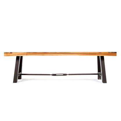 Catriona teak bench outdoor with black metal legs by HouseOfZazla on Tampa Home & Garden Store