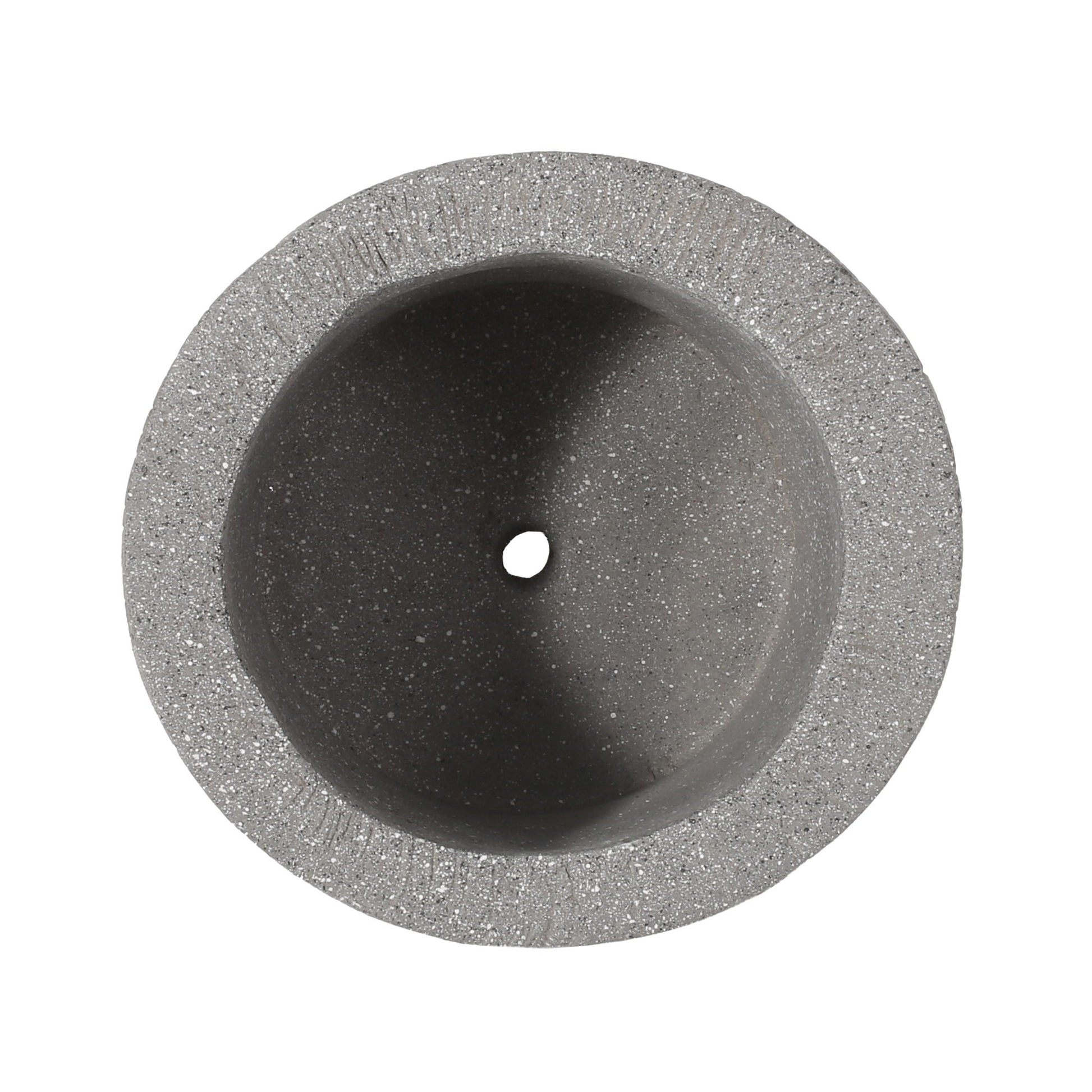 Classic flower planter, magnesium oxide material in stone gray, round with drainage hole on Tampa Home & Garden Store