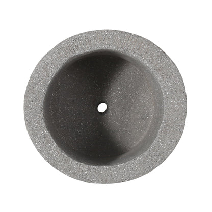 Classic flower planter, magnesium oxide material in stone gray, round with drainage hole on Tampa Home & Garden Store