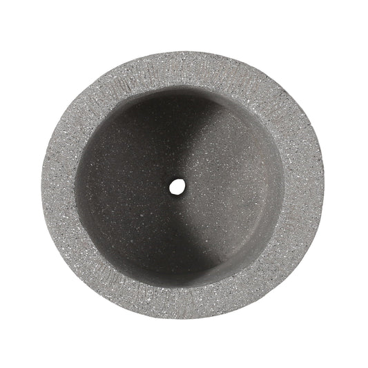 Classic flower planter, magnesium oxide material in stone gray, round with drainage hole on Tampa Home & Garden Store